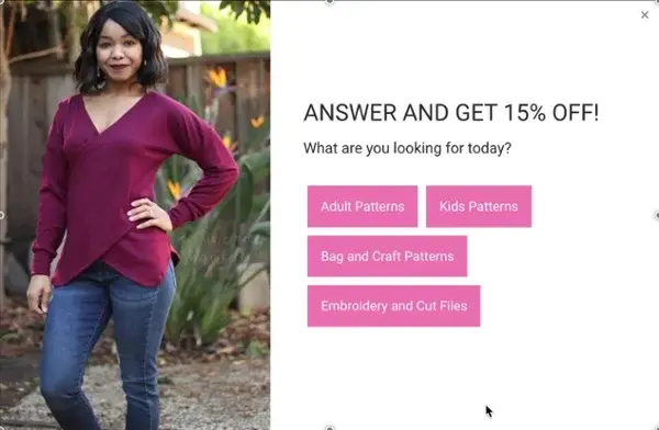 Ellie & Mac conversational pop-up