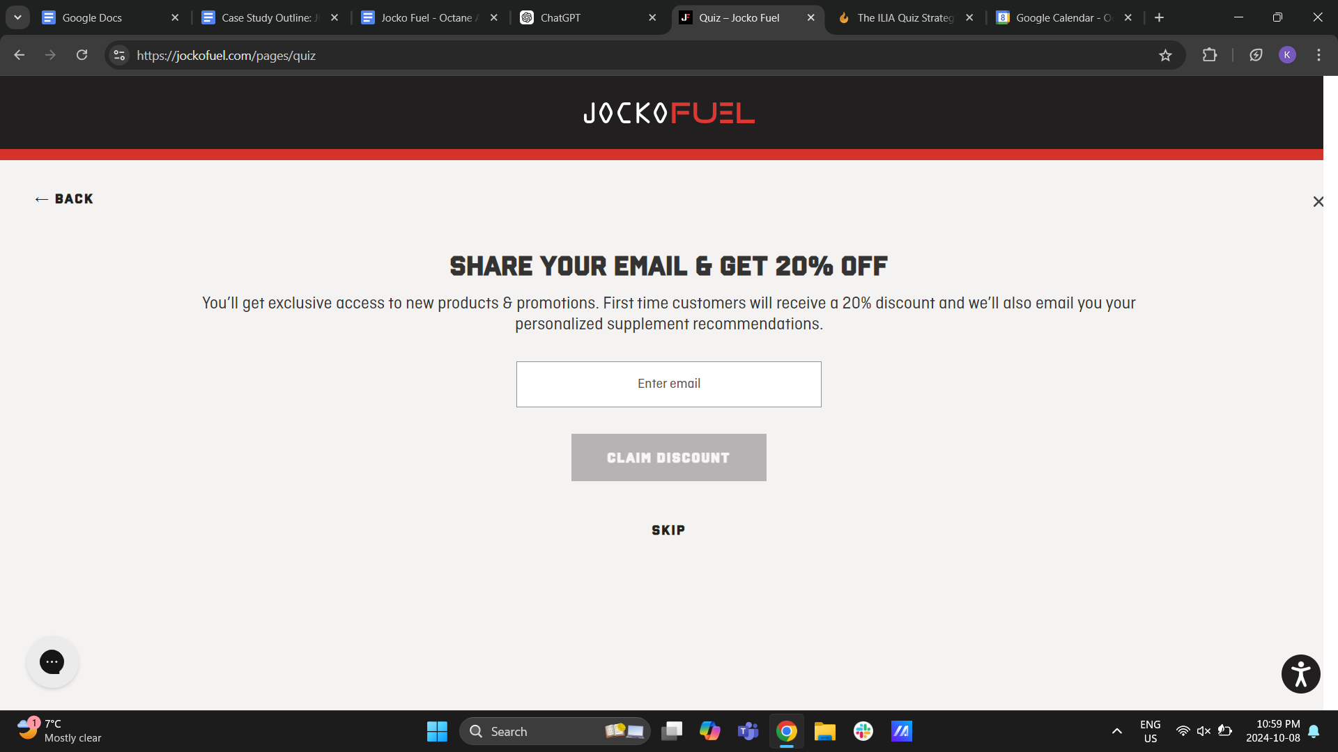 Jocko Fuel Quiz Email Signup