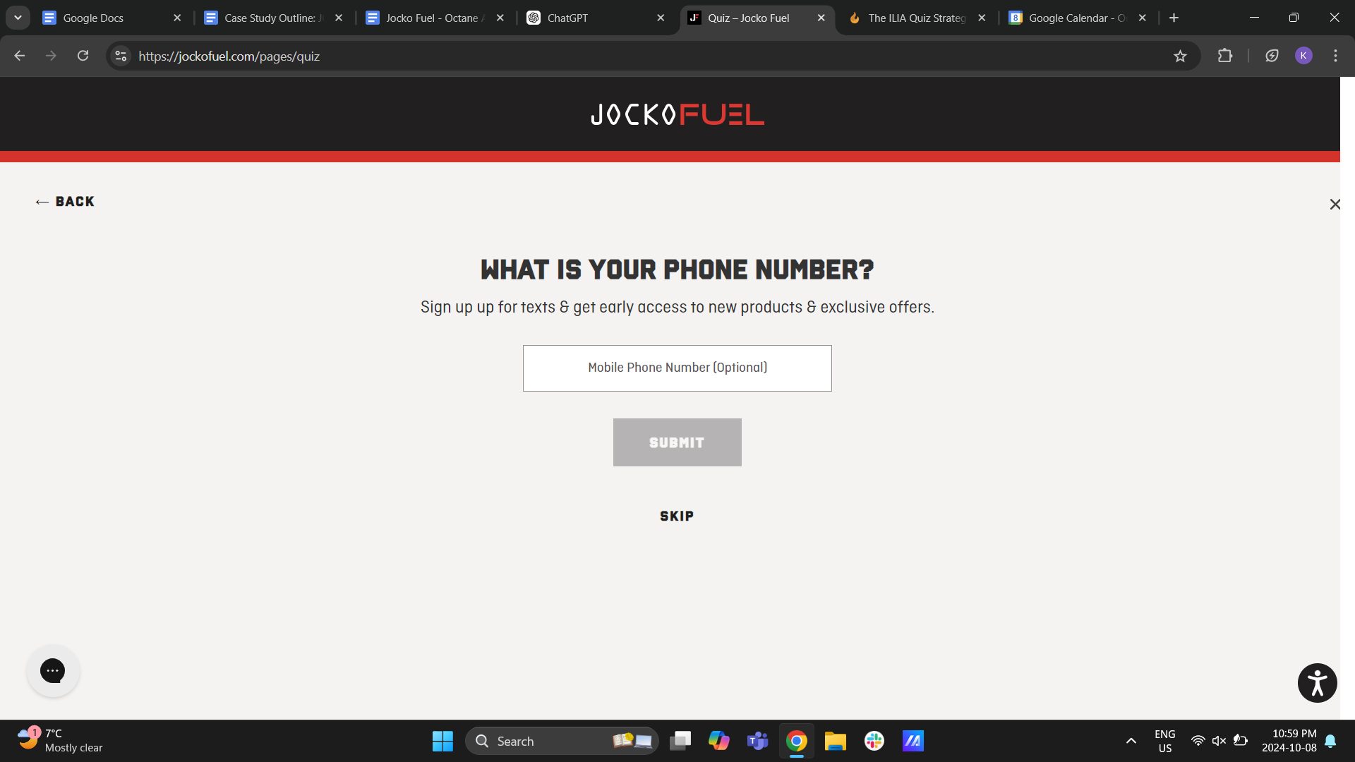 Jocko Fuel Quiz SMS Signup