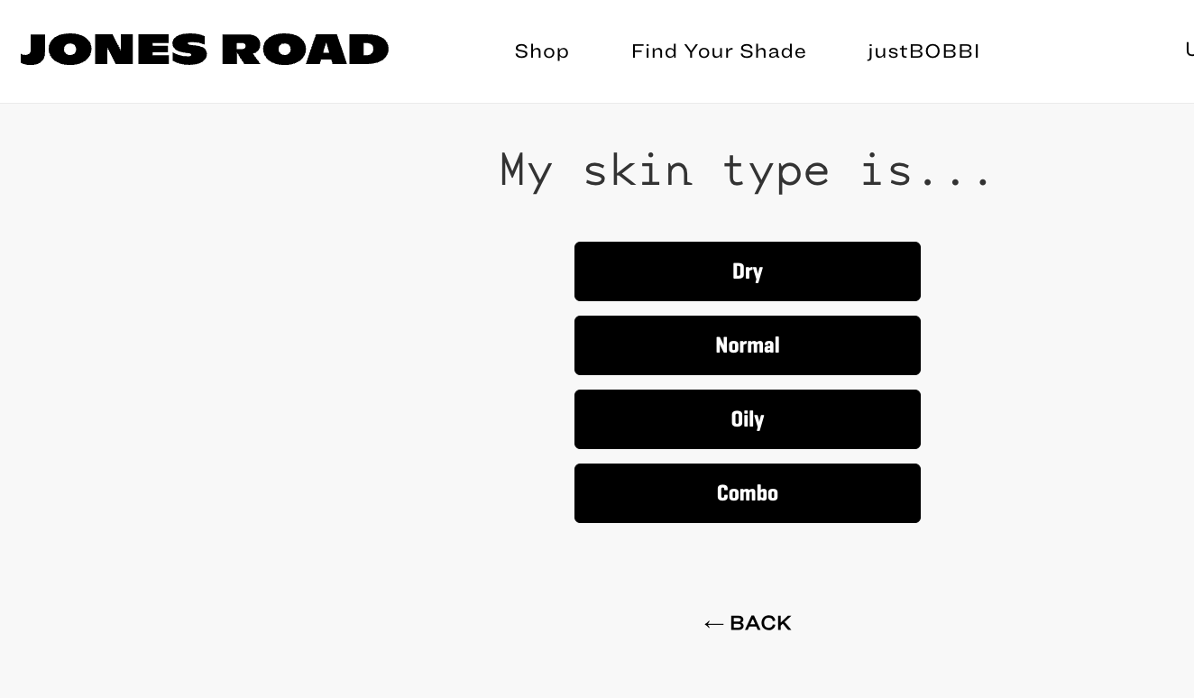 Jones Road Beauty Skin Type Quiz Question