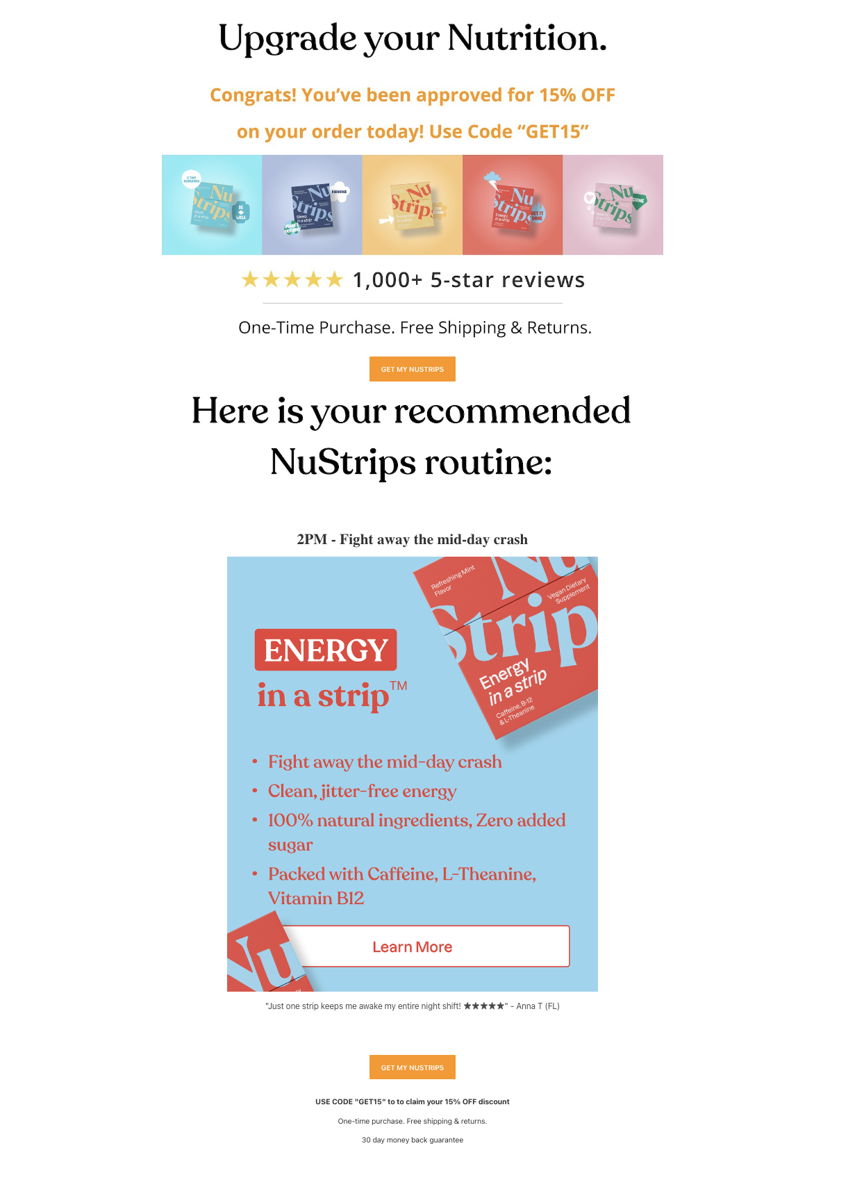 Nustrips Quiz - Recommendation Page