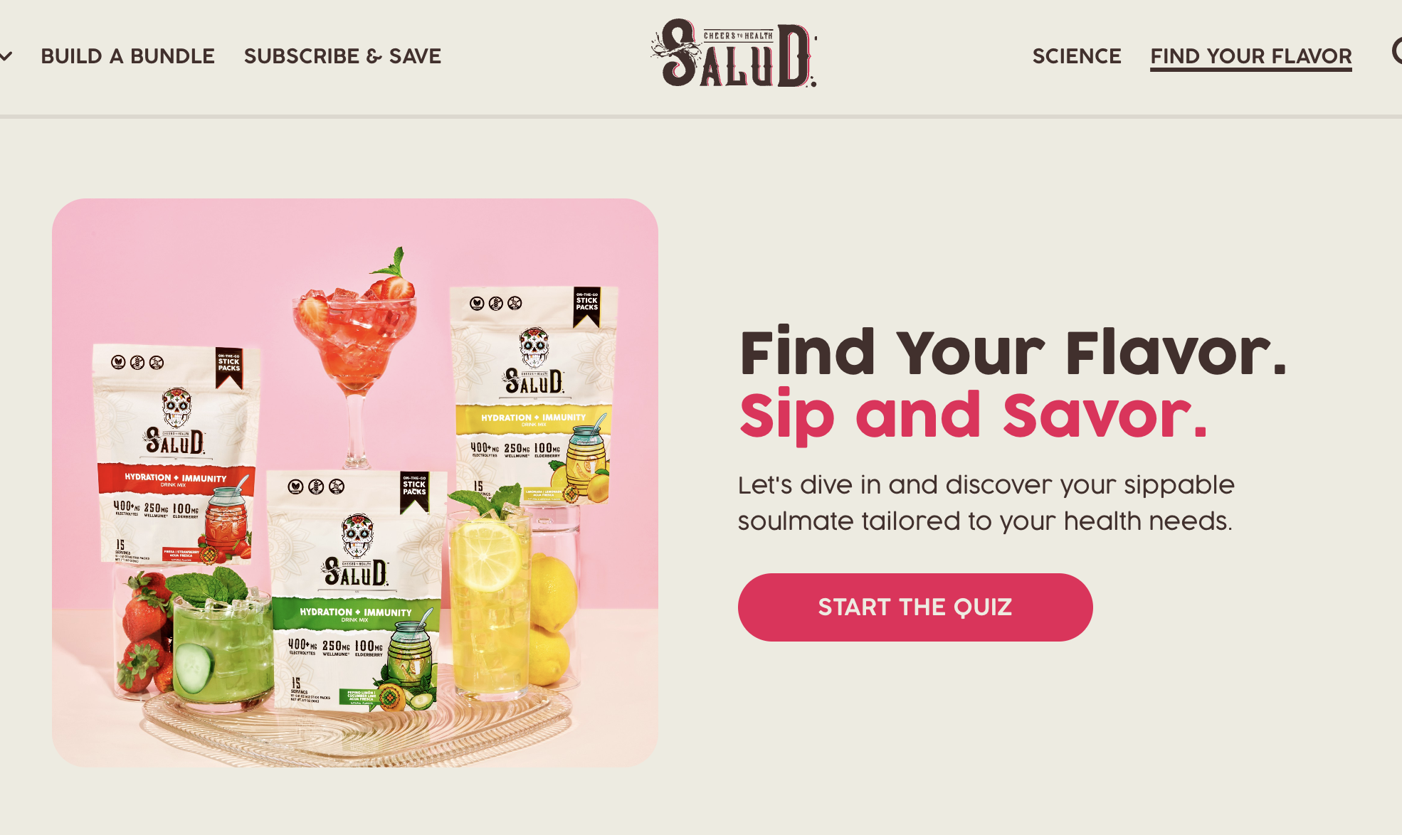 Salud Homepage with Quiz